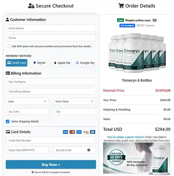 Trimoryn Order Page